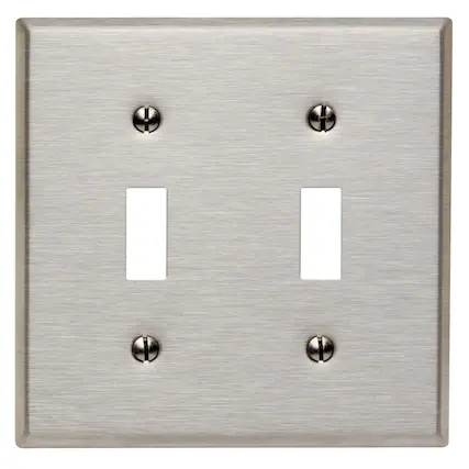 Front. Leviton - Leviton Antimicrobial Powder Coated Gray 2 gang Stainless Steel Toggle Wall Plate 1 pk - Gray.