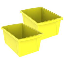 Storex - Medium Classroom Storage Bin, Yellow, Pack of 2