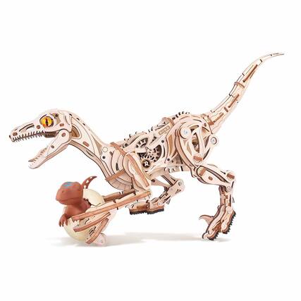 Front. ROKR - ROKR Walking Dinosaur Toys 3D Wooden Puzzles, Mechanical Wood Model Kits, Stem Building Project DIY Crafts Kits LD01.