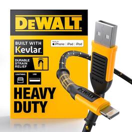 Dewalt - Lightning to USB Charge and Sync Cable 4 ft. Black/Yellow