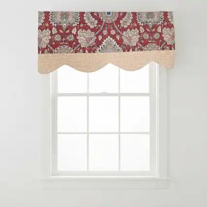 Front. RLF Home - RLF Home 100% Cotton Wakeshire Provance Lined Window Valance 50" x 17" Red - Red.