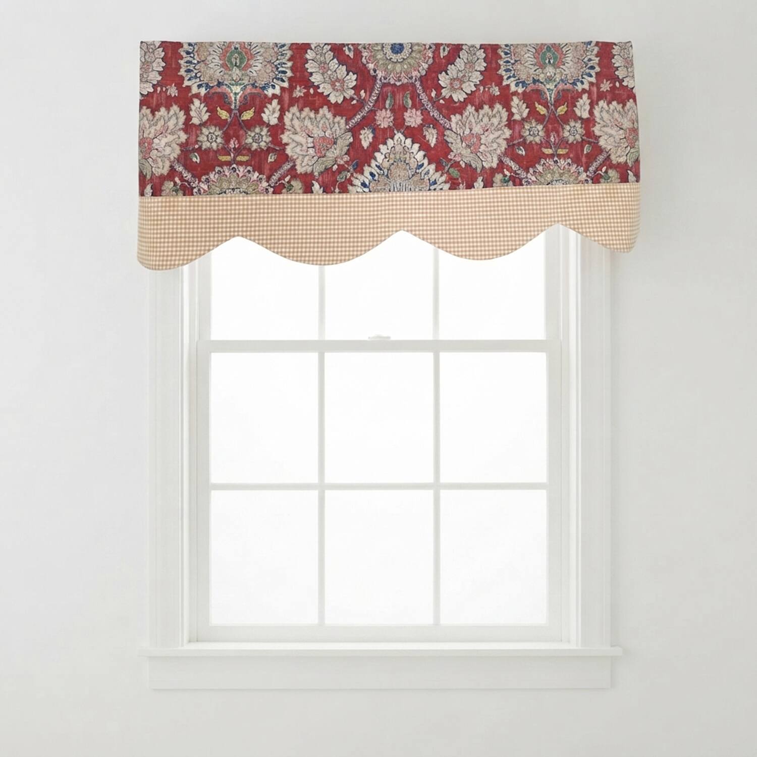 Front. RLF Home - RLF Home 100% Cotton Wakeshire Provance Lined Window Valance 50" x 17" Red - Red.