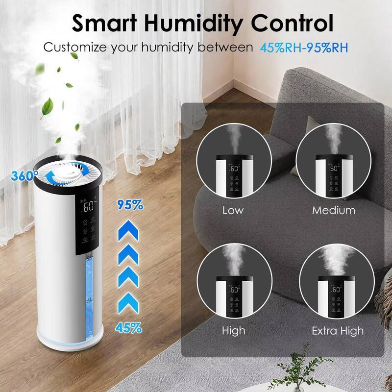 Smart Humidity Control  
Customize your humidity between 45%RH-95%RH  

360°  

95%  
Low  
Medium  
High  
Extra High  

45%