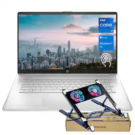 HP - 17.3" HD+ Touchscreen Laptop with Fingerprint Reader - Intel Core i7-1355U - 64GB RAM - 1TB SSD - PCO Laptop Cooler - Silver