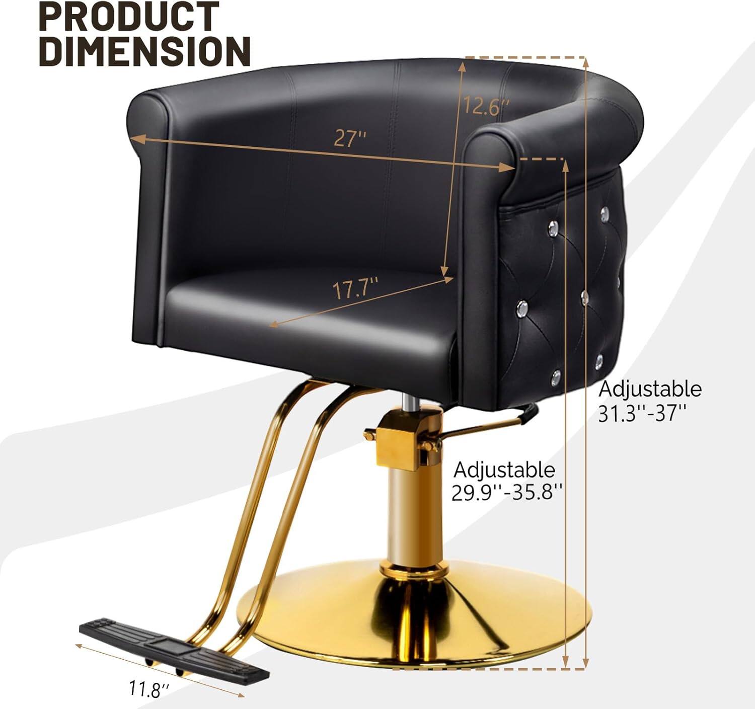 PRODUCT DIMENSION  
27" x 12.6" x 17.7"  
Adjustable 31.3"-37"  
Adjustable 29.9"-35.8"  
11.8"