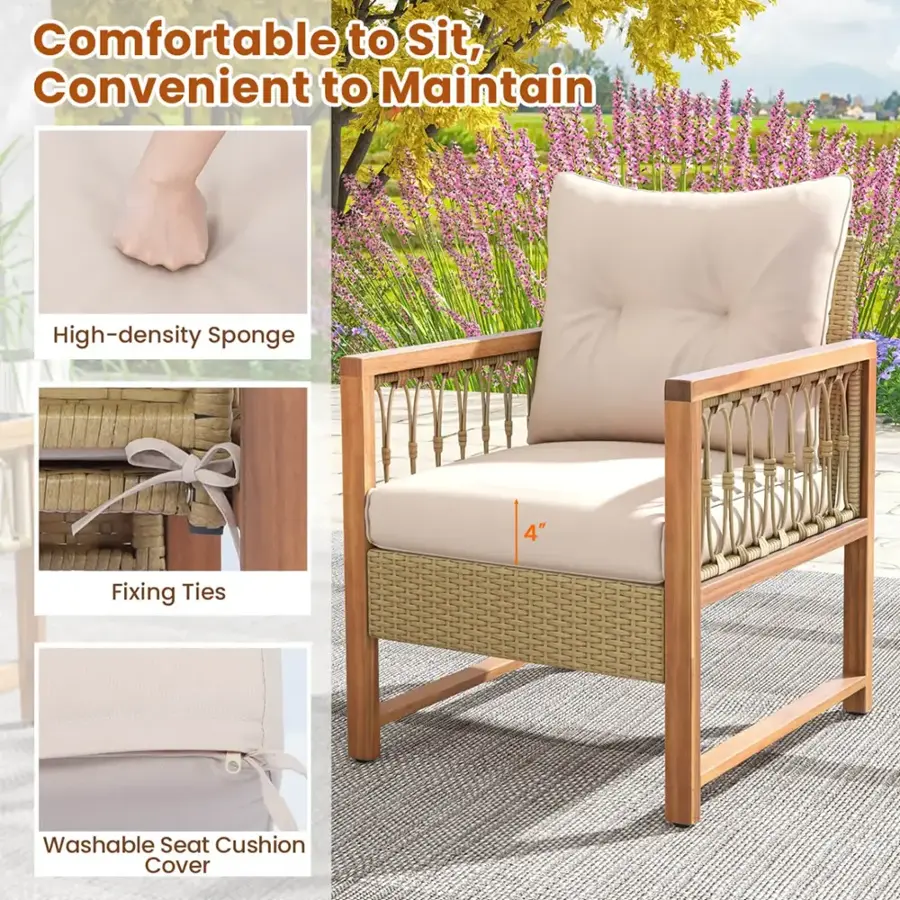 Comfortable to Sit, Convenient to Maintain High-density Sponge 4" Fixing Ties Washable Seat Cushion Cover