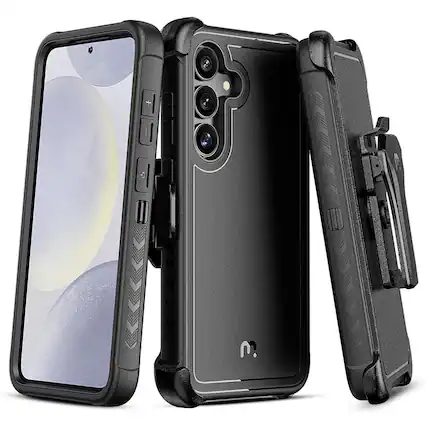 Front. Mybat Pro - MyBat Pro Maverick Series Case with Holster for Samsung Galaxy S25 Plus - Black - Black.