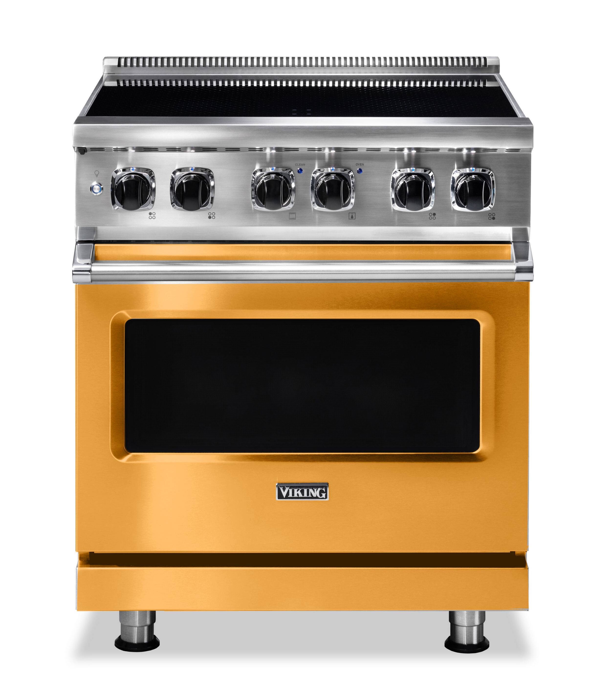 Front. Viking - 5 Series 4.7 Cu. Ft. Freestanding Electric Induction Range - Daffodil.