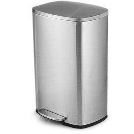 Hivvago - 13-Gallon Modern Stainless Steel Kitchen Trash Can with Foot Step Pedal Design - Silver