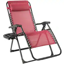 Costway - Zero Gravity Chair Oversize Lounge Chair Patio Heavy Duty Folding Recliner - Wine Red
