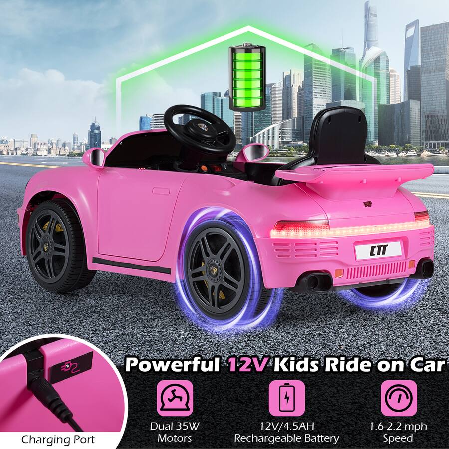 Led Car Ruf Gymax 12V Licensed RUF CTR Kids' Electric Vehicle w/Remote Control LED ...