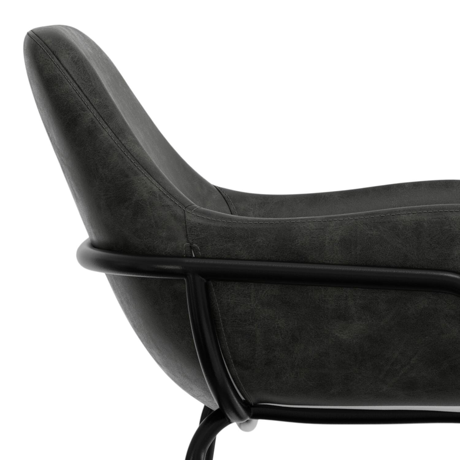 Alt View 6. Simpli Home - Mira Contemporary Bar Stool in Distressed Slate Grey  Vegan Faux Leather - Distressed Slate Grey.