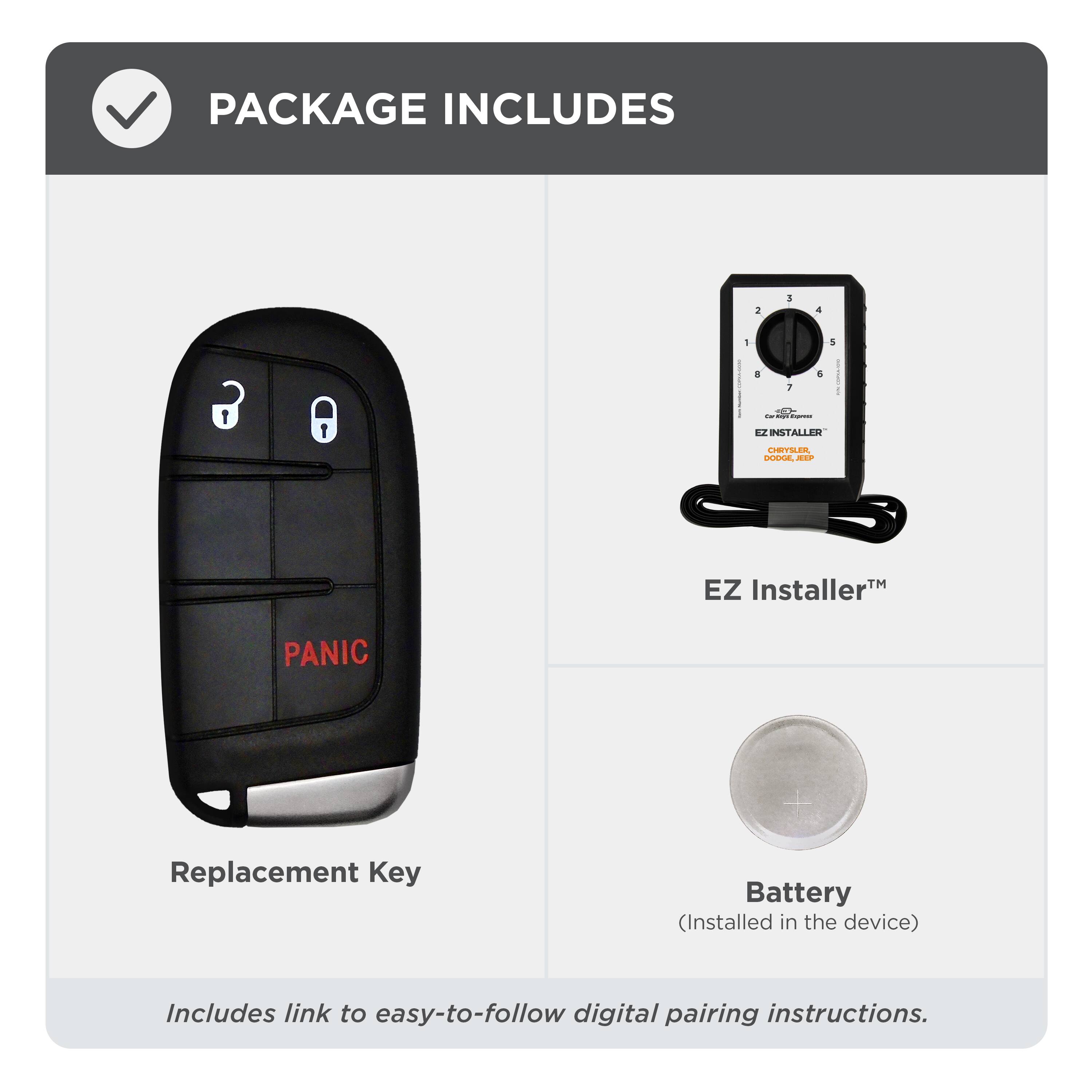 PACKAGE INCLUDES

- Replacement Key
- EZ Installer™
- Battery (Installed in the device)

Includes link to easy-to-follow digital pairing instructions.