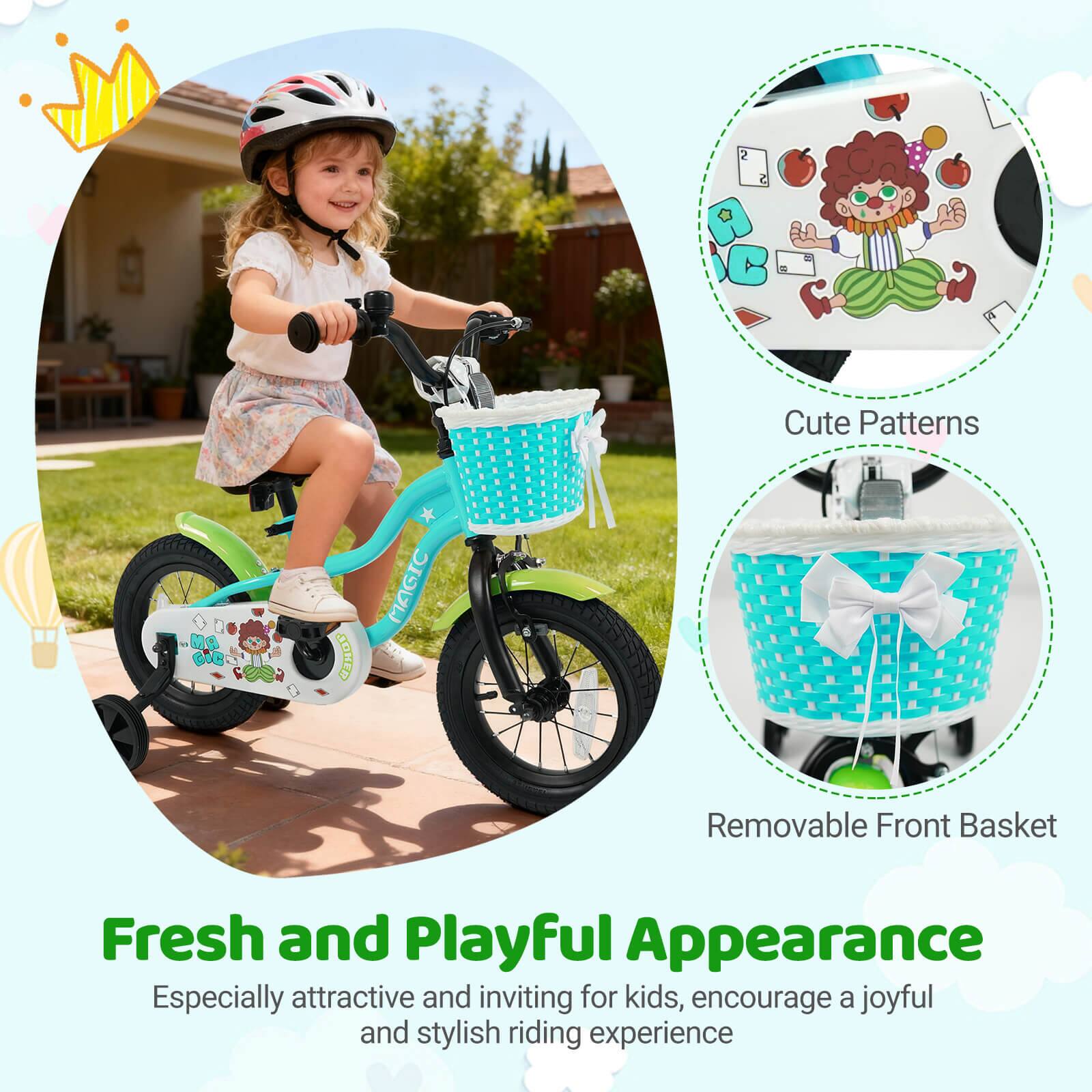 Fresh and Playful Appearance  
Especially attractive and inviting for kids, encourage a joyful and stylish riding experience  

Cute Patterns  

Removable Front Basket