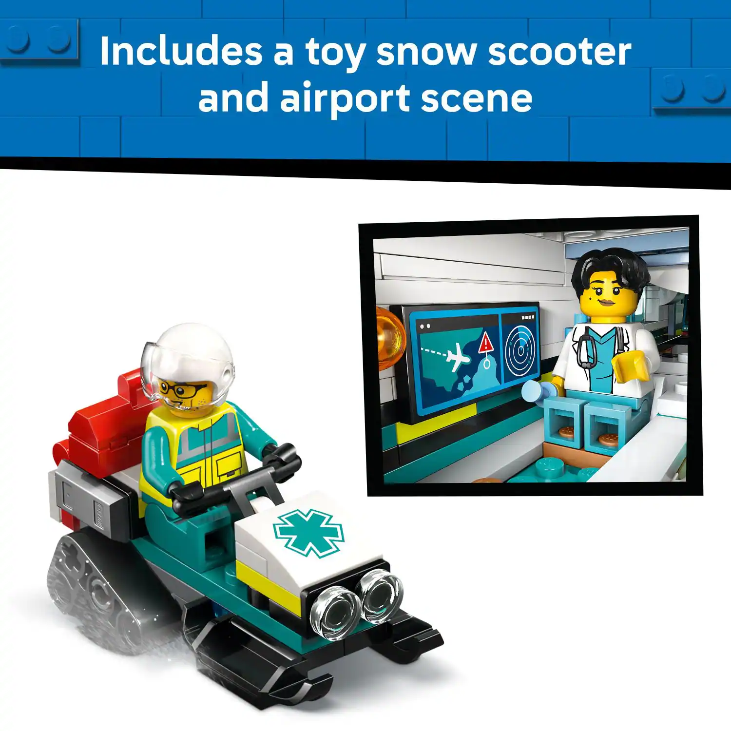 10 10 Includes a toy snow scooter and airport scene