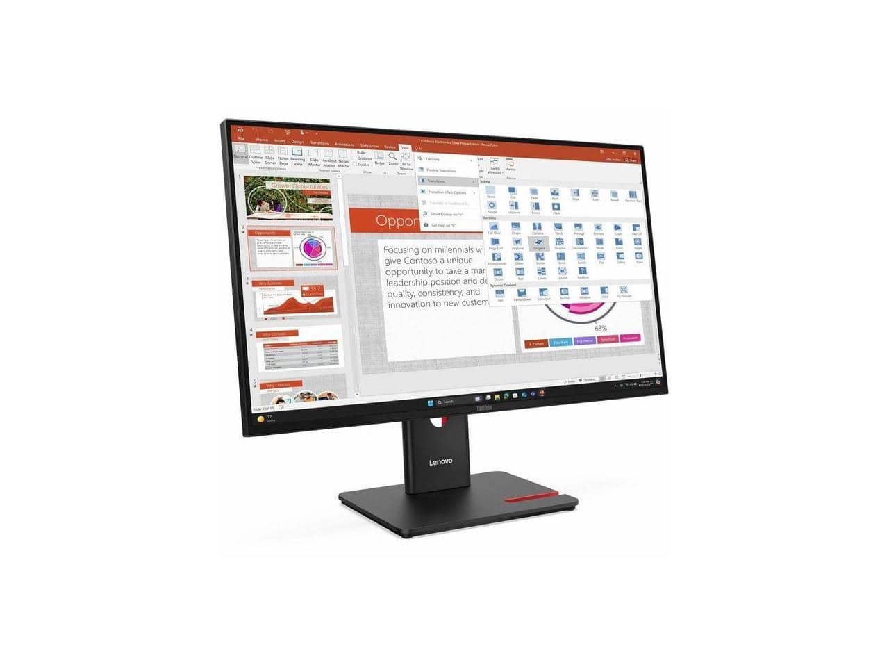 Lenovo - ThinkVision T27-40 27" Full HD LED Monitor - 1920x1080 - 120Hz - USB-C, HDMI, VGA, DP, USB Hub - Eclipse Black