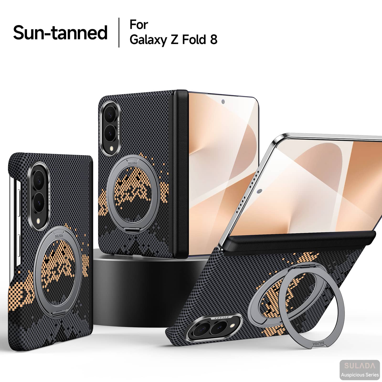 Dteck - Ring Kickstand Cover for Samsung Galaxy Z Fold8, Shockproof PU Leather Matte Slim Hard PC Back Case - Black price history on PriceWatchPro