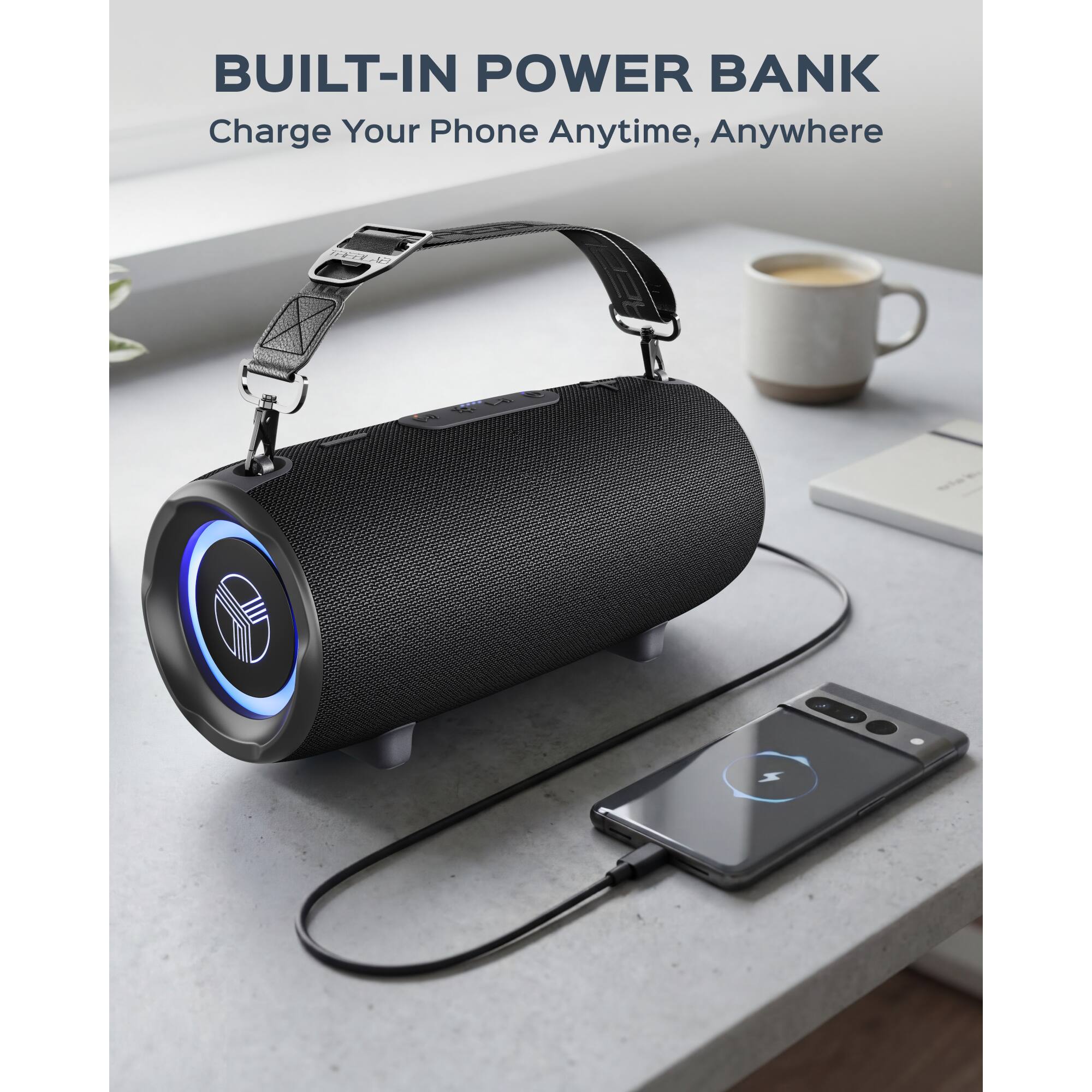 BUILT-IN POWER BANK  
Charge Your Phone Anytime, Anywhere