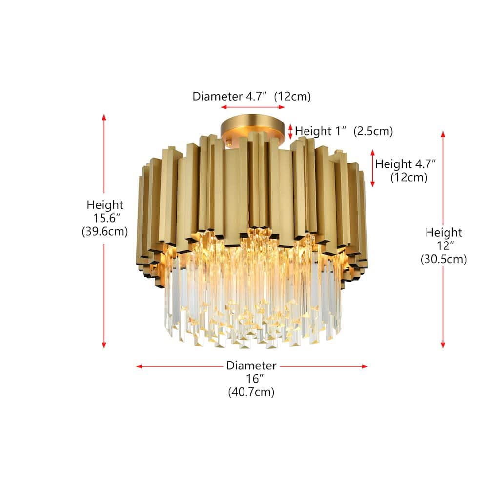 Elegant Lighting - Willow 16 Inch Flush Mount In Satin Gold - Satin Gold And Clear price history on PriceWatchPro