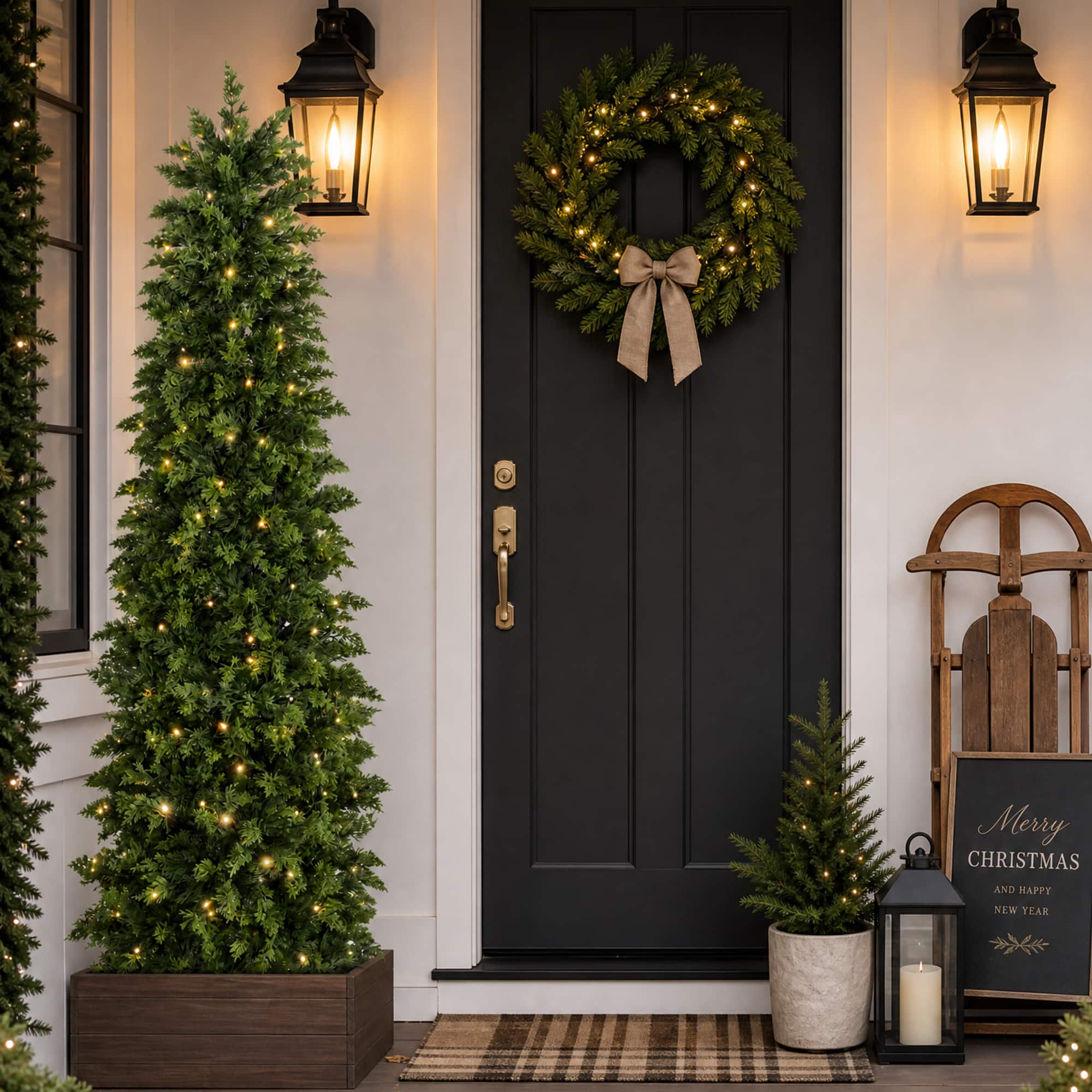 Glitzhome - 6ft Pre-lit Christmas Artificial Cypress Tree with 200 Twinkling Lights - Multi