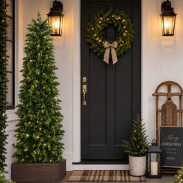 Glitzhome - 6ft Pre-lit Christmas Artificial Cypress Tree with 200 Twinkling Lights - Multi