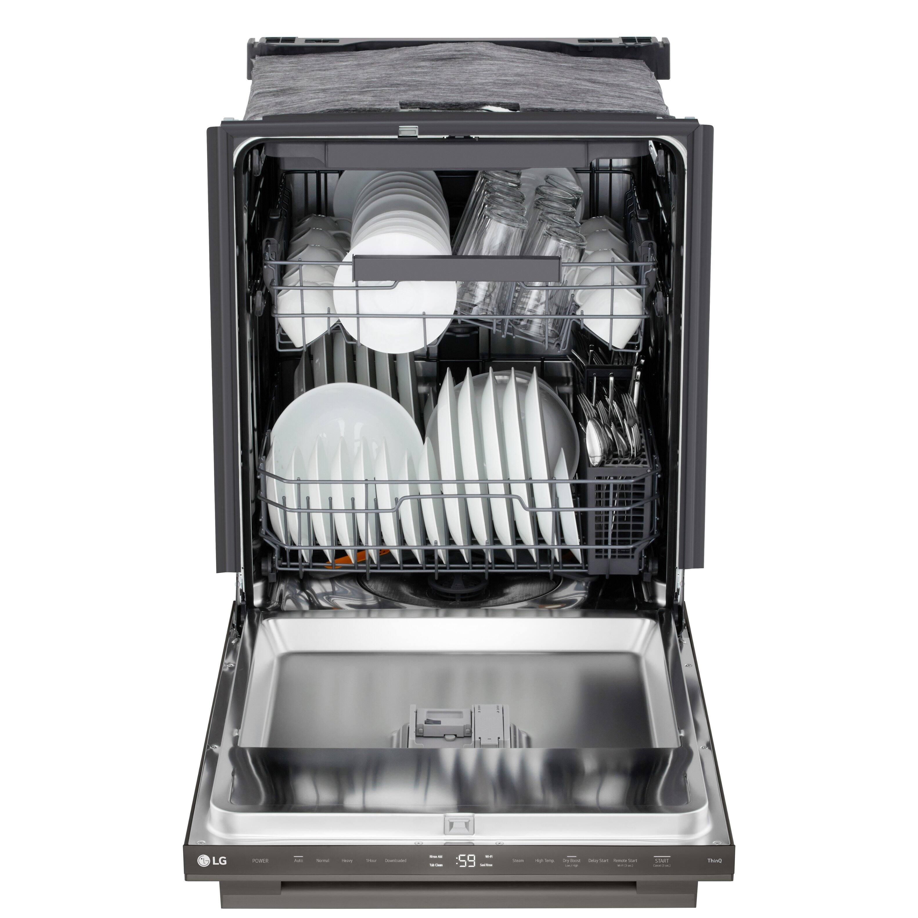 Alt View 7. LG - FlushFit 24" Top Control Smart Built-In Stainless Steel Tub Dishwasher with 3rd Rack, 1-Hour Wash & Dry Cycle and 46dBA - Black Stainless Steel.