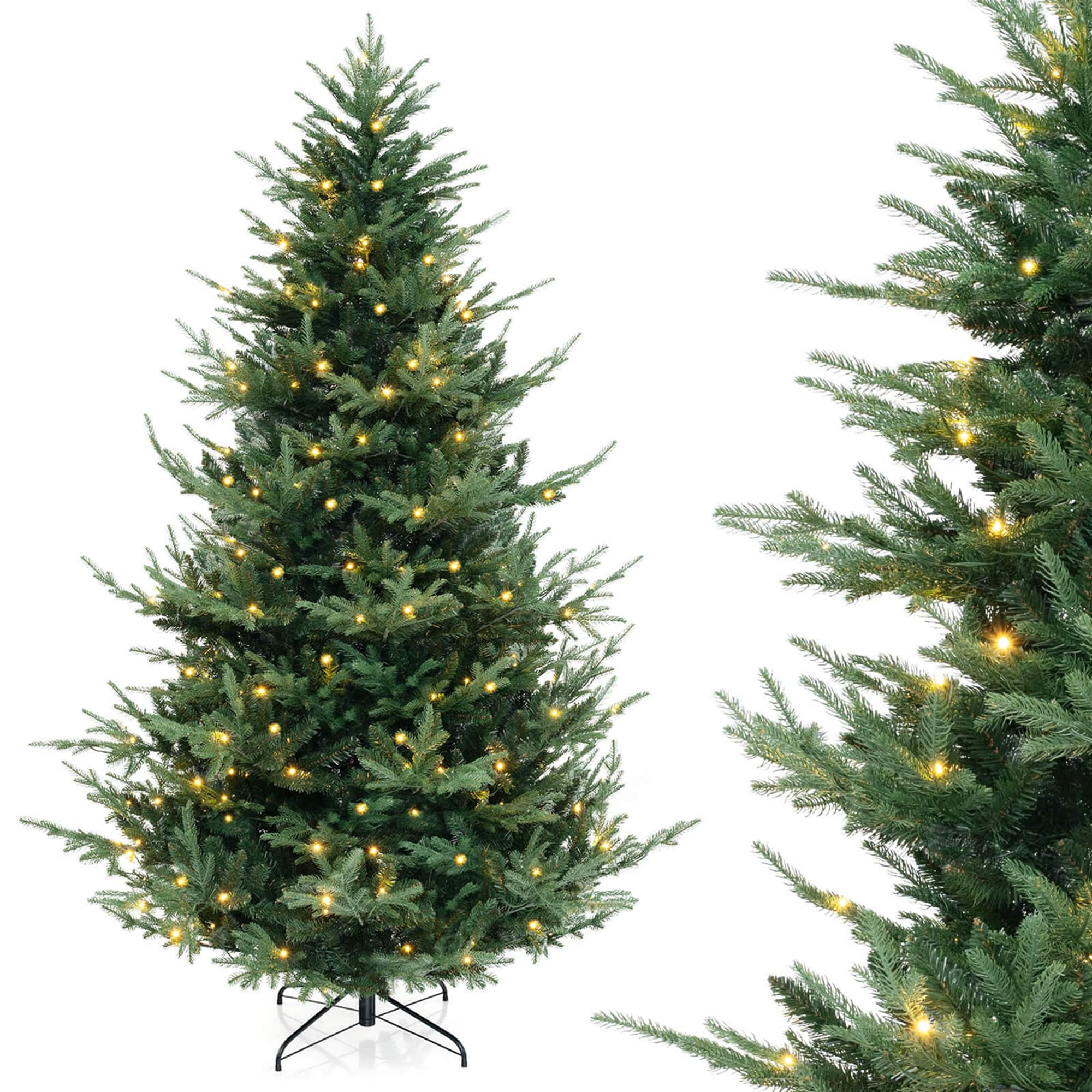 Costway - 8 FT Artificial Xmas Tree with 1480 PVC PE Branch Tips 450 Warm White LED Lights - Green price history on PriceWatchPro