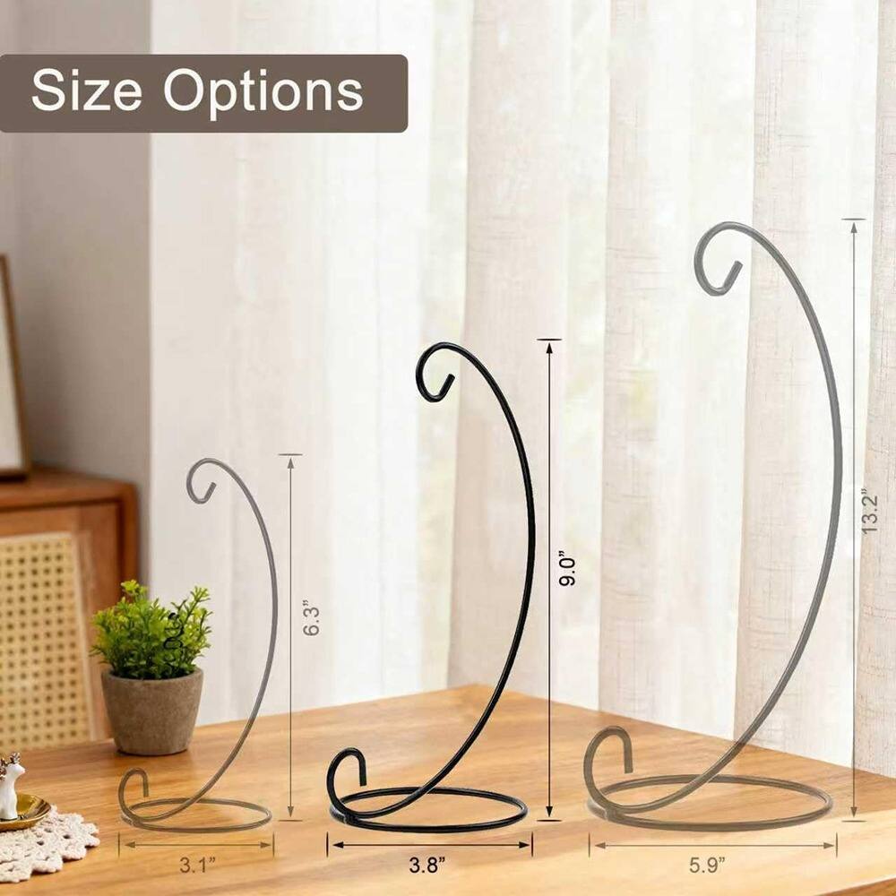 Left. PARKER SLATER - 9 In Iron Ornament Display Stand with Hanging Hook for Christmas Decor - 9in 4 pack.