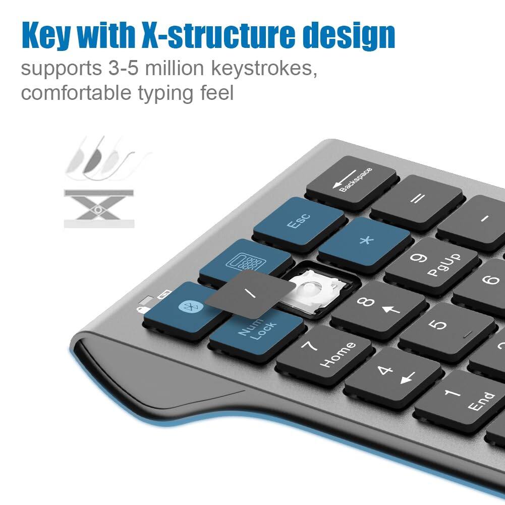 Key with X-structure design supports 3-5 million keystrokes, comfortable typing feel

Backspace Esc * OOP I 8 Num Lock 7 Home 4 Il I 9 PgUp 9 5 J 1 End