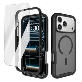 Dteck - Magnetic Matte Case for Apple iPhone 17 Pro Max,Military-Grade Shockproof Cover with HD Tempered Glass,Translucent Cover - Black