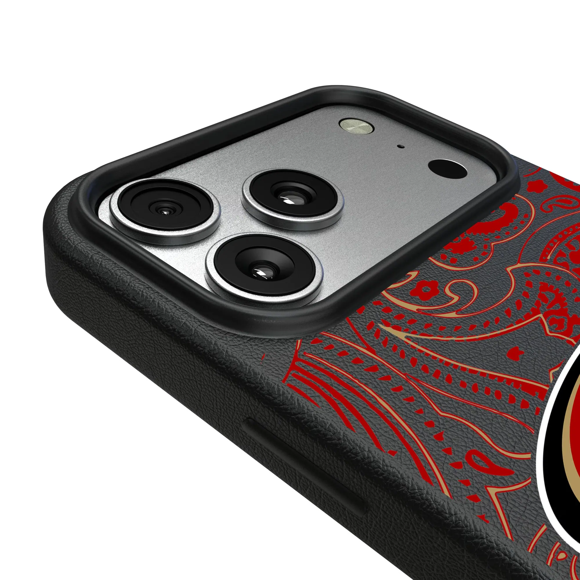 Alt View 2. Keyscaper - San Francisco 49ers Paisley iPhone Magnetic Bump Case - 16 Plus - Black.
