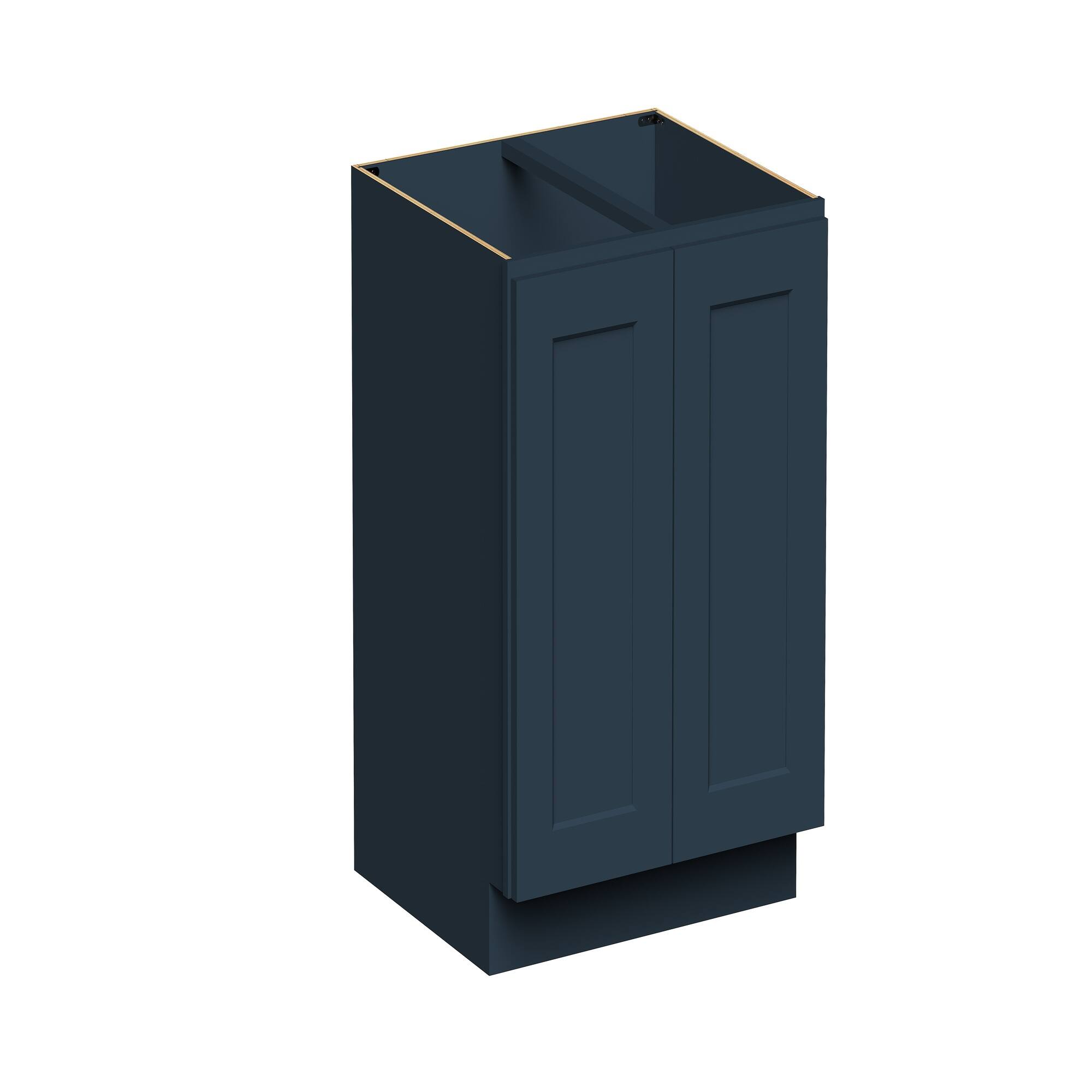 Angle. Boyel Living - 27-in W x 34.5-in H x 24-in D Shaker RTA Kitchen Full Height Door Base Cabinet with Soft-Close - Charcoal Blue.