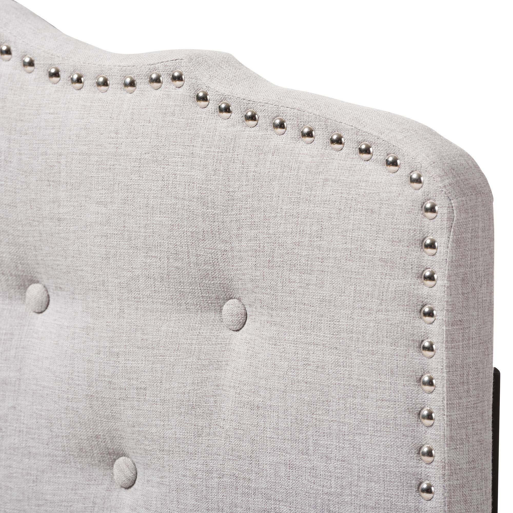 Left. Baxton Studio - Lucy Modern and Contemporary Fabric Twin Size Headboard - Greyish Beige.