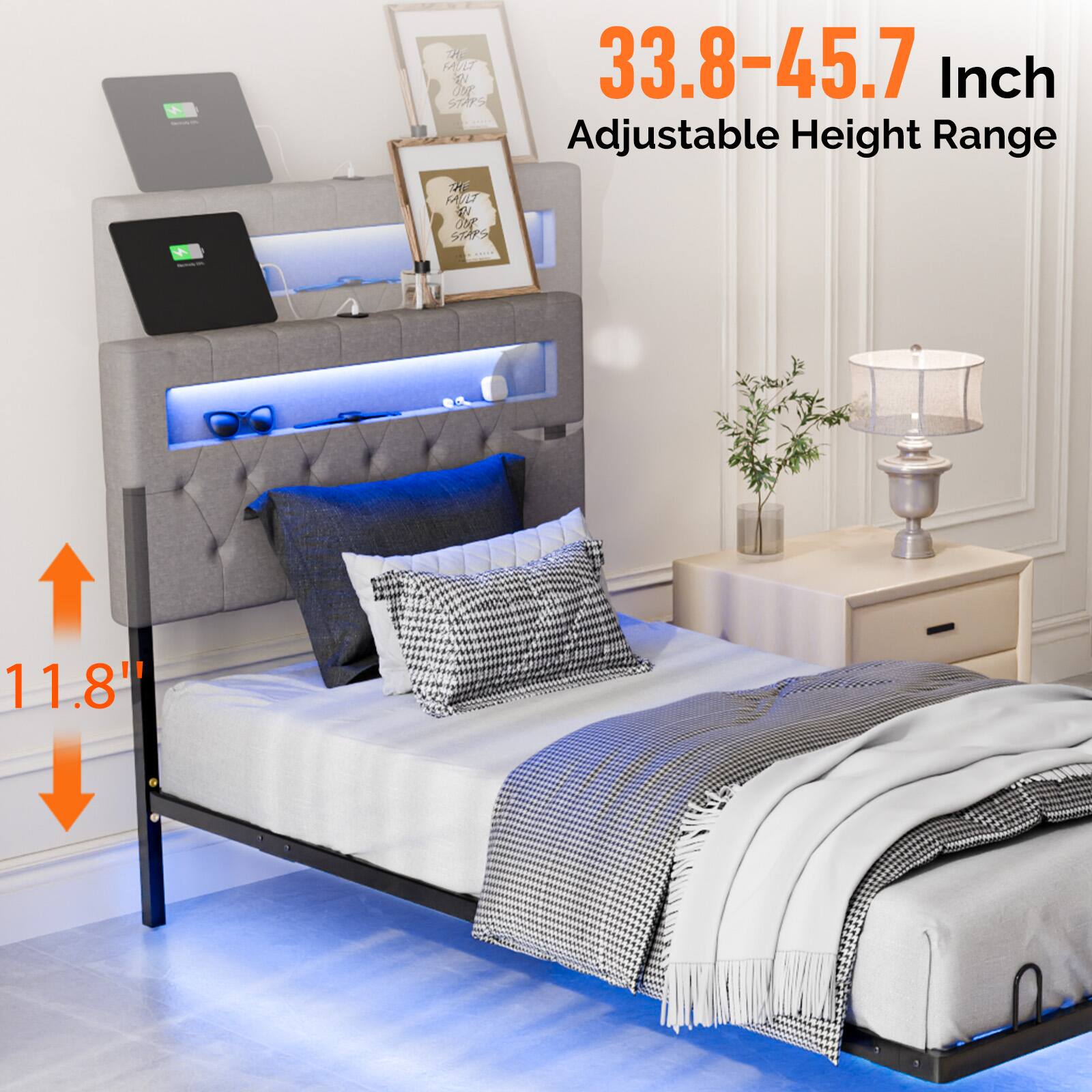 33.8-45.7 Inch Adjustable Height Range  
11.8"