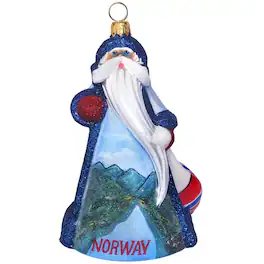 Joy to the World Collectibles - Joy to the World Glitterazzi Norway Santa Polish Glass Christmas Ornament - Multicolor