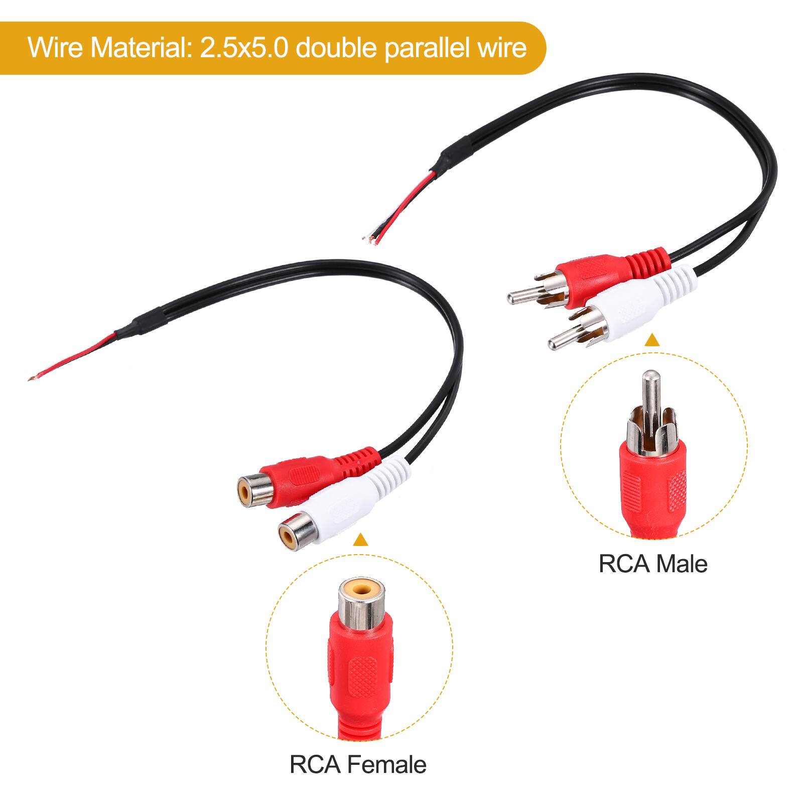 Wire Material: 2.5x5.0 double parallel wire

RCA Male

RCA Female