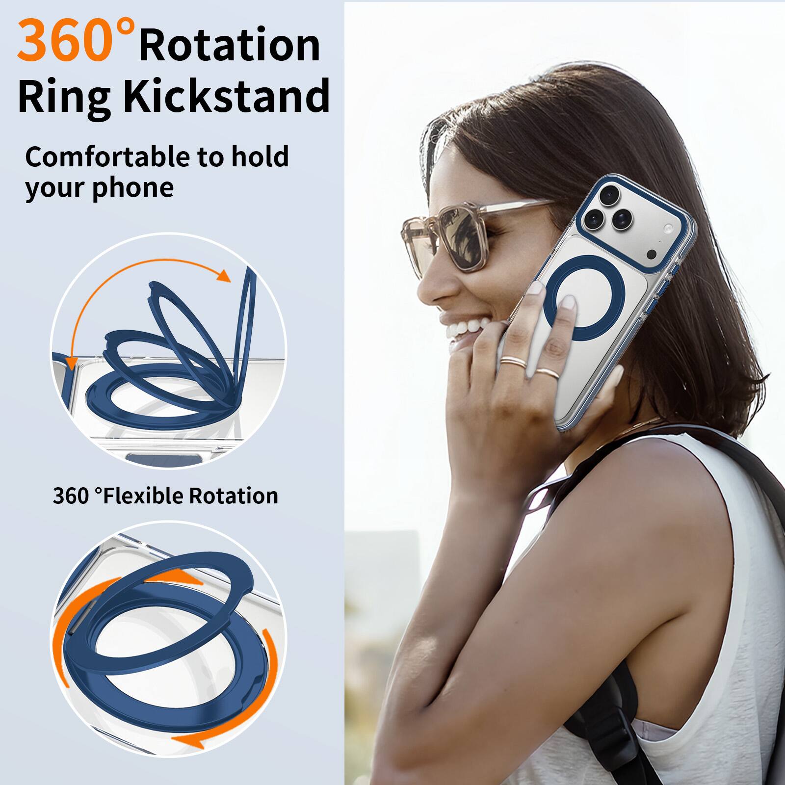 360° Rotation Ring Kickstand  
Comfortable to hold your phone  

360° Flexible Rotation
