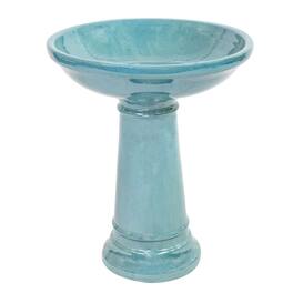 Sunnydaze - Calais Ceramic Outdoor Bird Bath - 25” H - Jade