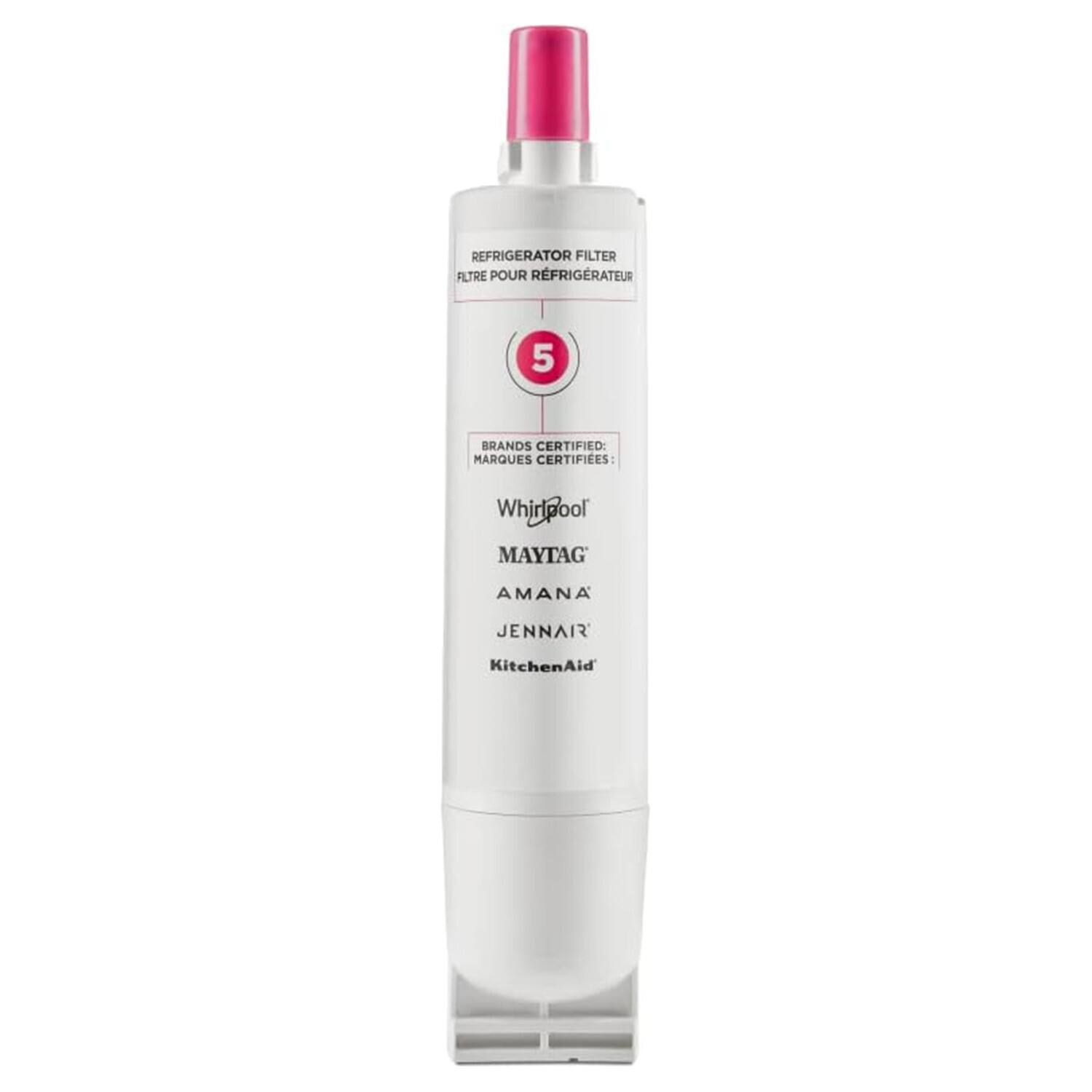 REFRIGERATOR FILTER  
FILTRE POUR REFRIGÉRATEUR  

5 BRANDS CERTIFIED  
5 MARQUES CERTIFIÉES:  
Whirlpool  
MAYTAG  
AMANA  
JENN-AIR  
KitchenAid