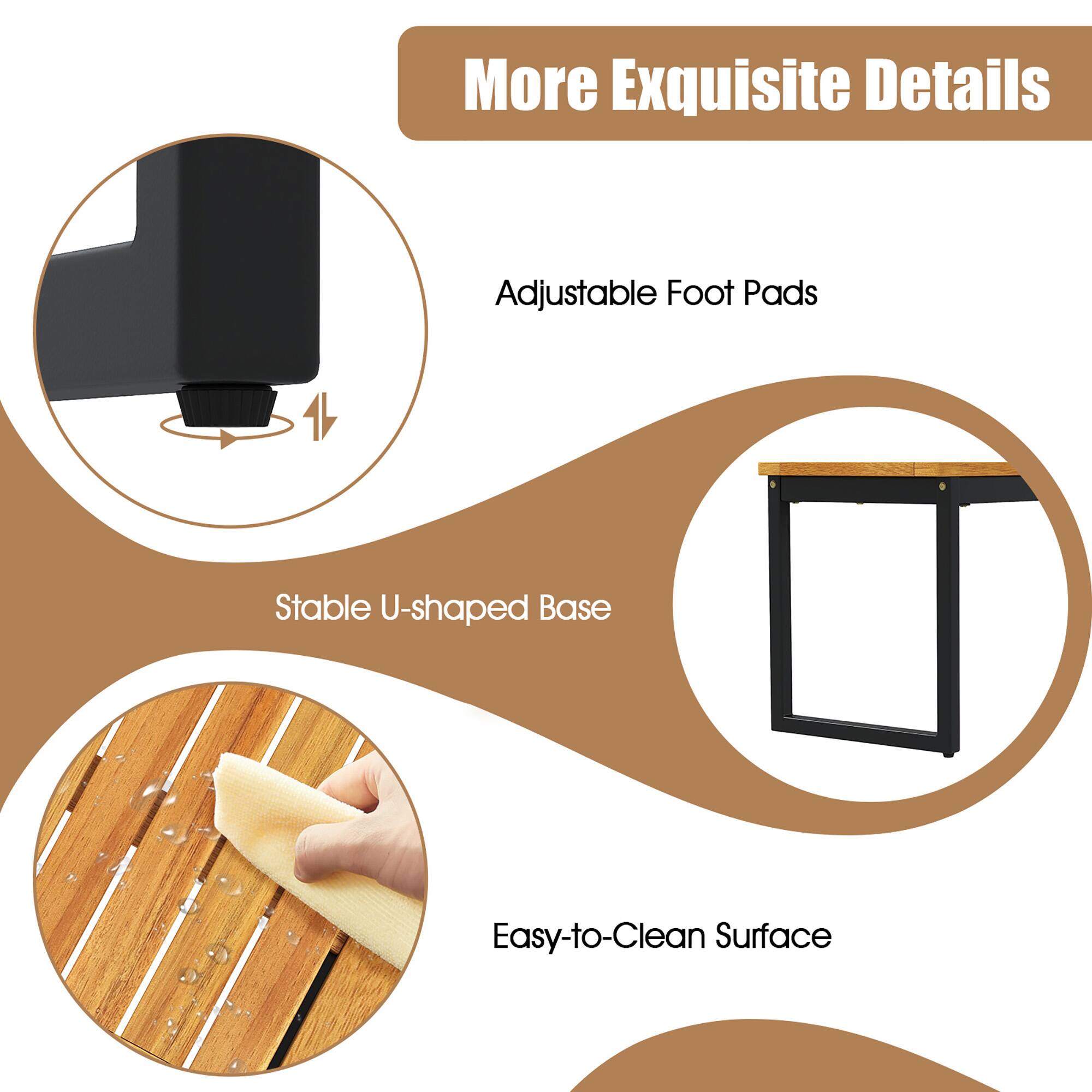 More Exquisite Details
Adjustable Foot Pads
Stable U-shaped Base
Easy-to-Clean Surface