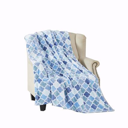 Front. RT Designers Collection - RT Designer's Collection Quatrefoil Printed Premium Flannel Throw Blanket 50" x 60" Multicolor - Multicolor.