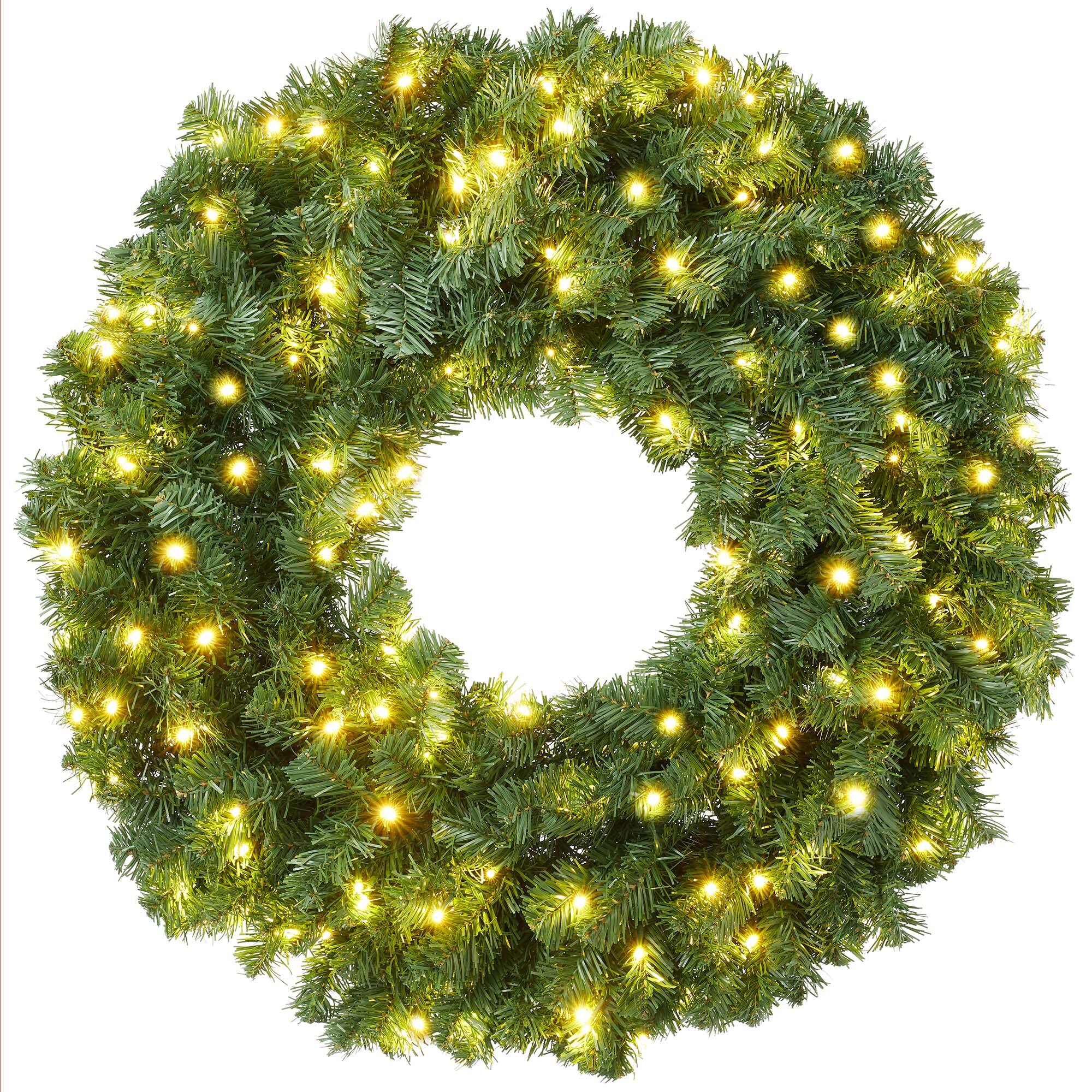 Front. Casafield - 36" Pre-Lit Artificial Holiday Christmas Wreath - White Lights - Green White Lights.