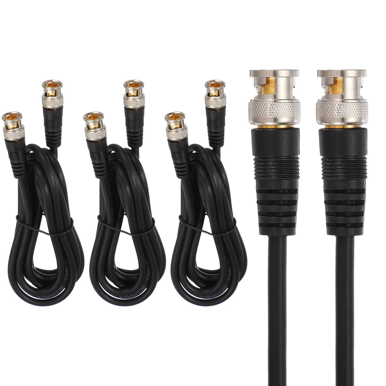 Unique Bargains - 3pcs BNC Male to BNC Male Coaxial Cable 2M RG59 75-3 for DVR CCTV Camera Monitor - Black