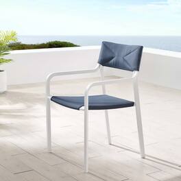 Raleigh Stackable Outdoor Patio Aluminum Dining Armchair by Modway - White Navy
