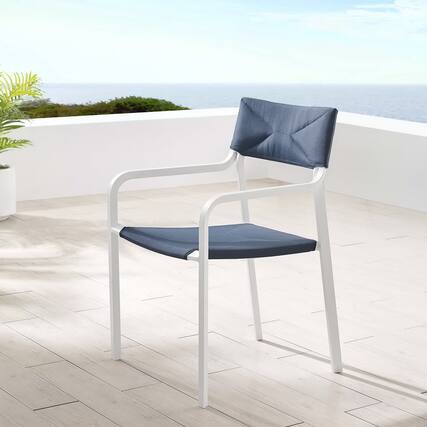 Front. Modway - Raleigh Stackable Outdoor Patio Aluminum Dining Armchair by Modway - White Navy.