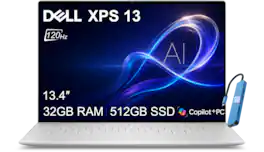 Dell - XPS 13 - Copilot+ PC - 13.4" WUXGA Laptop - 9345 - Snapdragon X Elite X1E-80-100 2024 - 32GB RAM - 512GB Storage - Platinum