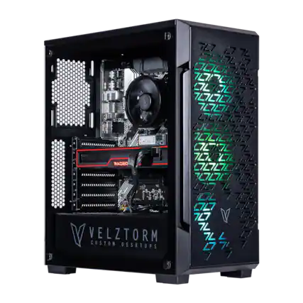 Velztorm - Fultix Desktop PC (Ryzen 5-5500, 32GB, 2TB SSD, Radeon RX 9070 XT, WiFi 4, Bluetooth 4.2, Win 11 Home) - Black