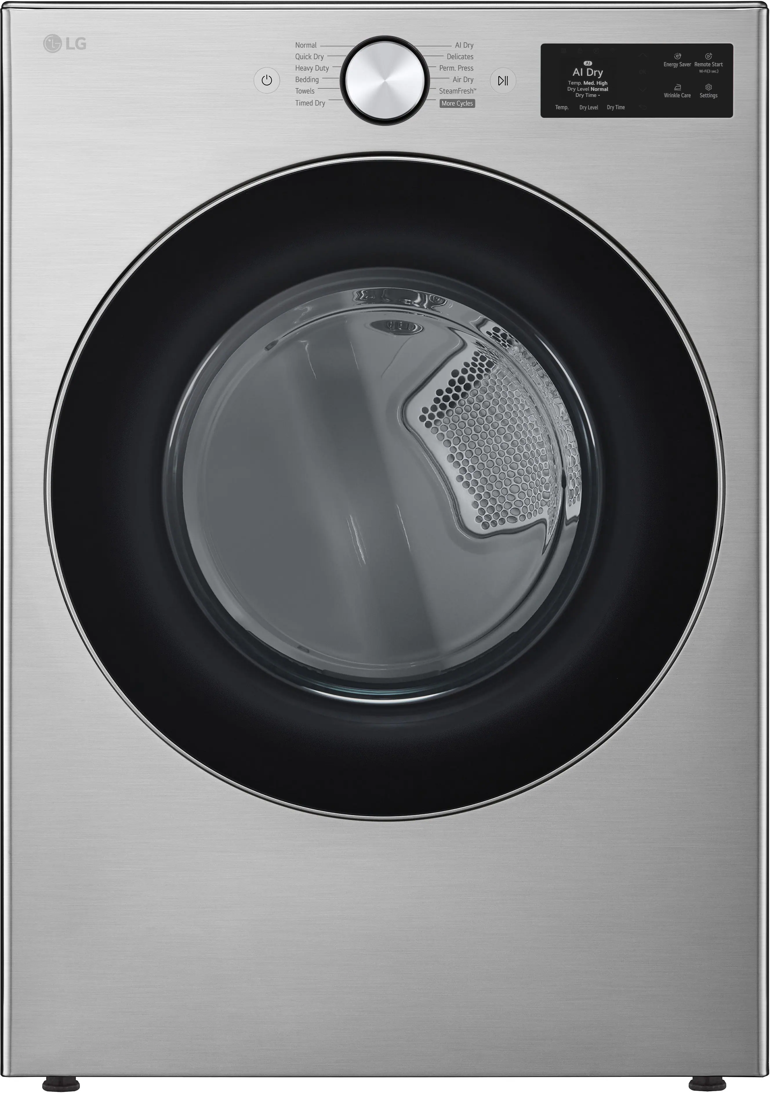 LG - 7.4 Cu. Ft. Smart Gas Dryer with Steam and AI Sensor Dry - Graphite Steel