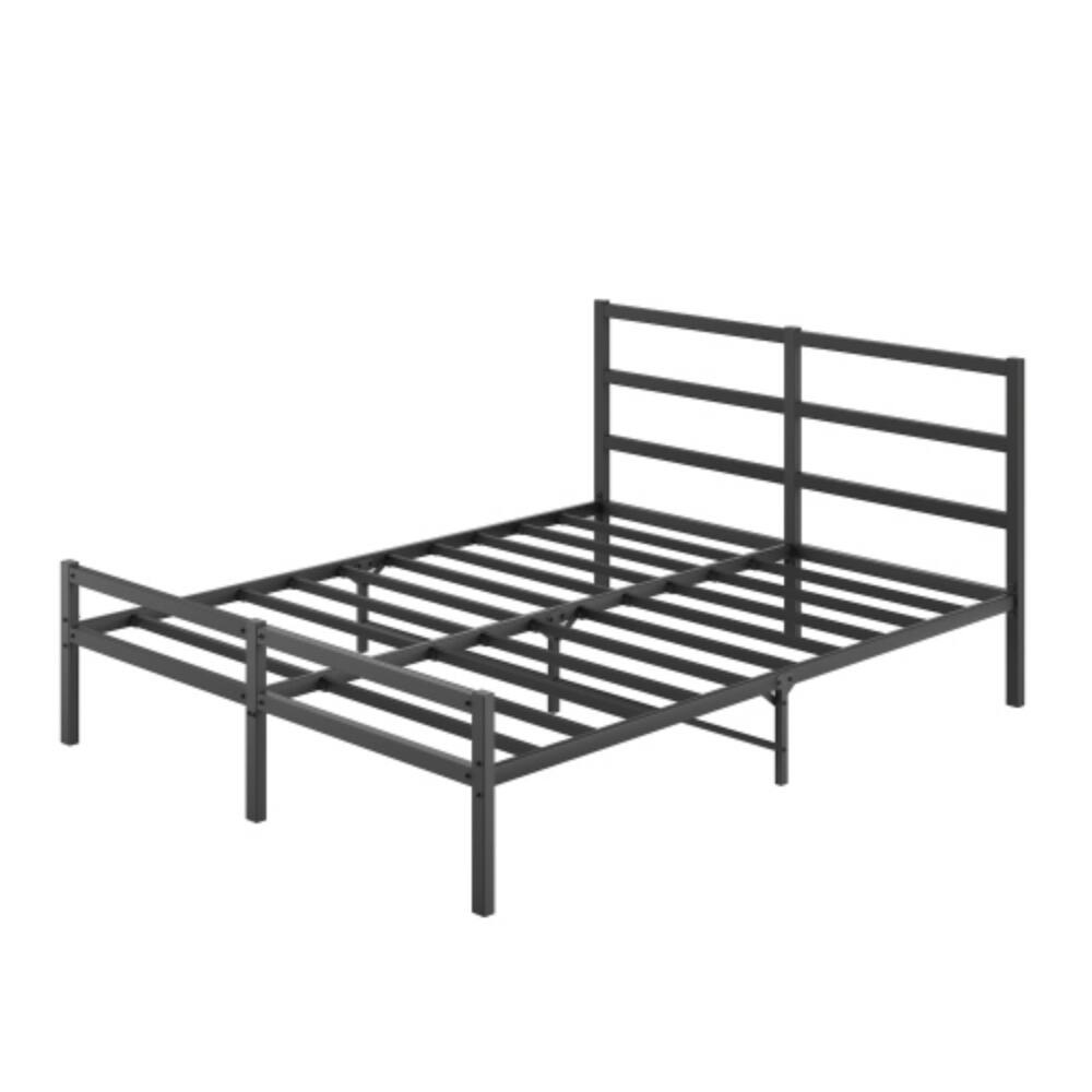 Alt View 1. LUCKY ONE - Full Size Metal Platform Bed frame with Headboard, Sturdy Metal Frame - Black.