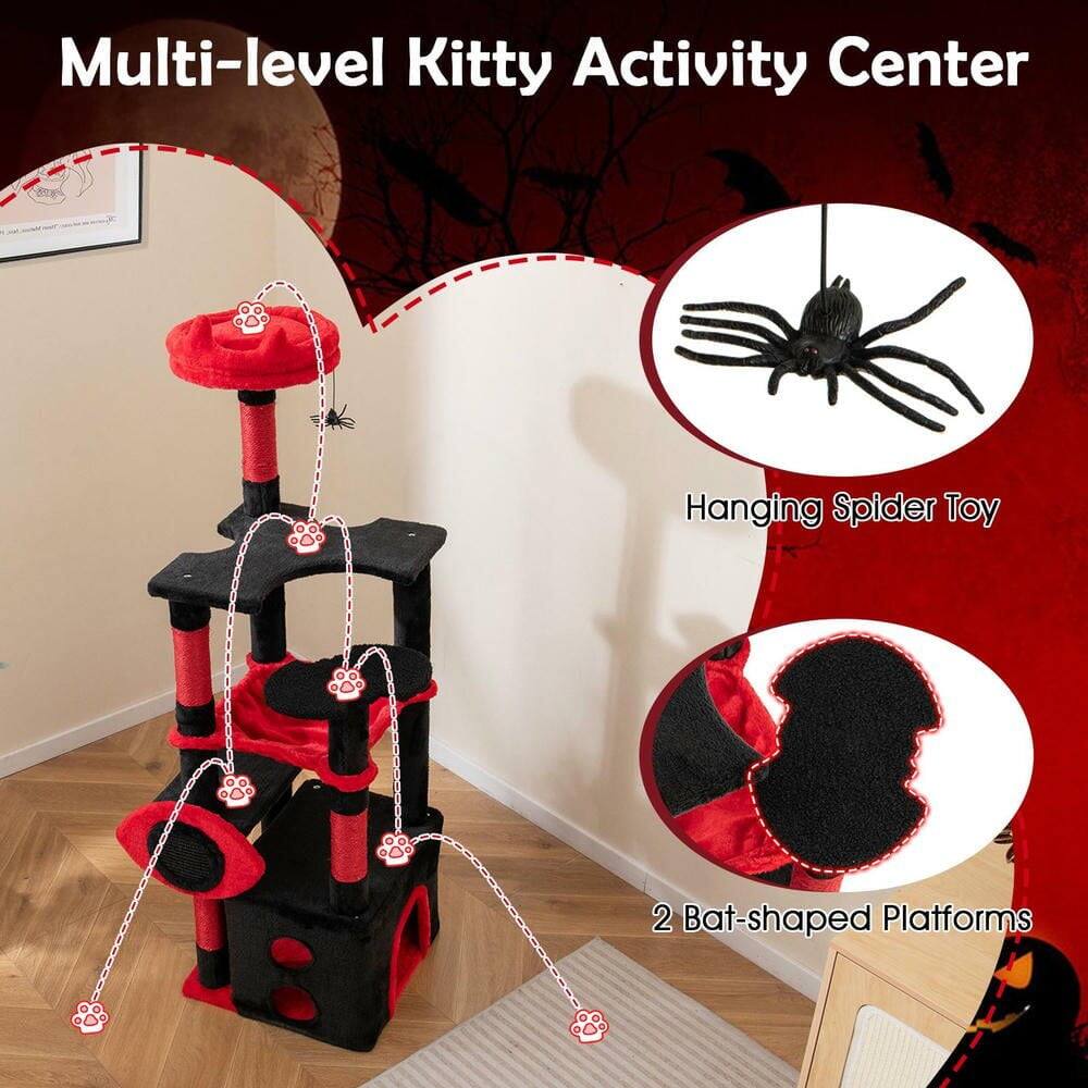 Multi-level Kitty Activity Center  
Hanging Spider Toy  
2 Bat-shaped Platforms